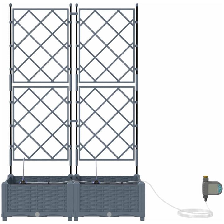 Trädgårdsplanterare med Vattningssystem 2 st Ljusgrå vidaXL 80 x 40 x 126 cm – bild 5