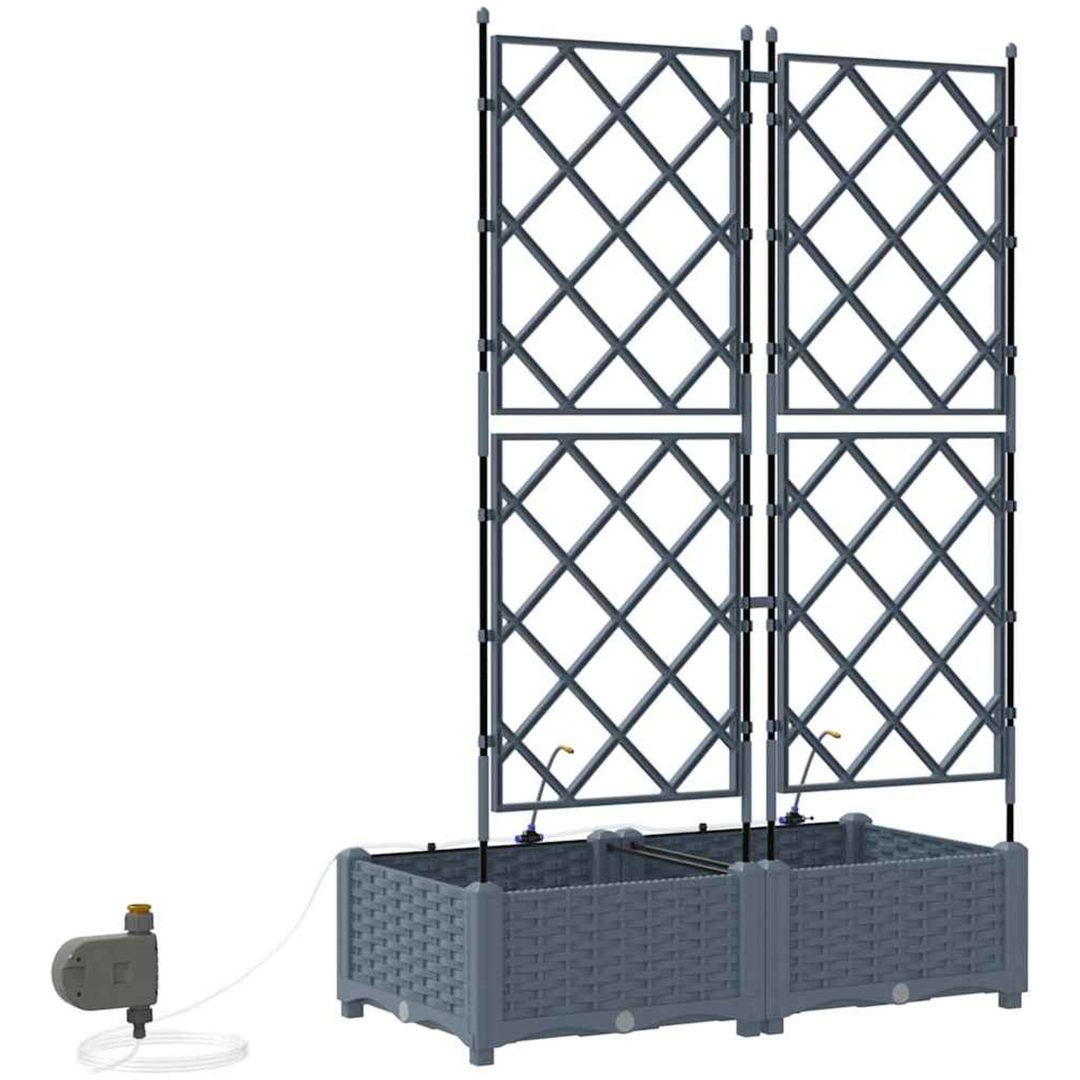 Trädgårdsplanterare med Vattningssystem 2 st Ljusgrå vidaXL 80 x 40 x 126 cm – bild 7