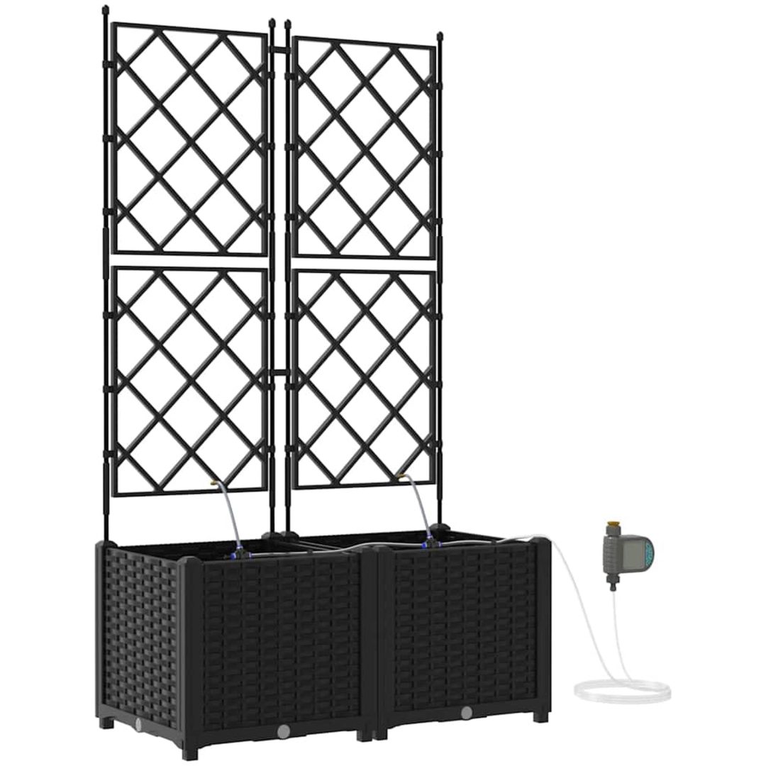Trädgårdsplanterare med Vattningssystem 2 st Svart vidaXL 80 x 40 x 142 cm – bild 2