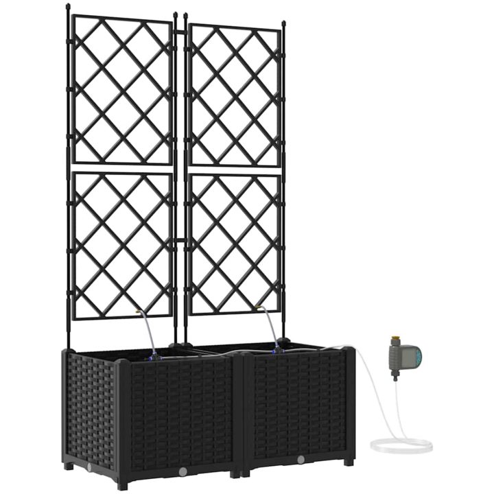 Trädgårdsplanterare med Vattningssystem 2 st Svart vidaXL 80 x 40 x 142 cm – bild 2