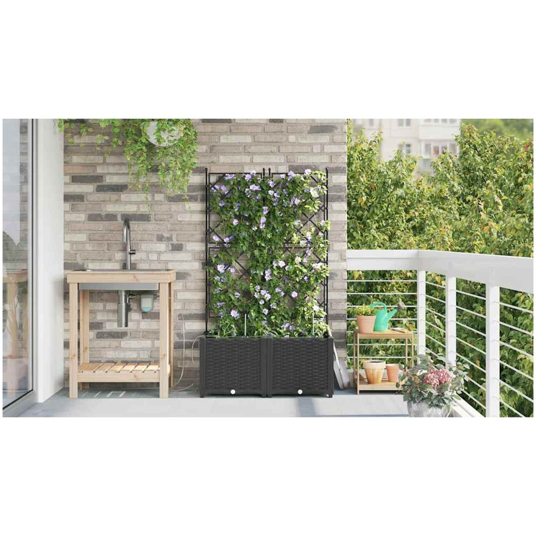 Trädgårdsplanterare med Vattningssystem 2 st Svart vidaXL 80 x 40 x 142 cm – bild 4