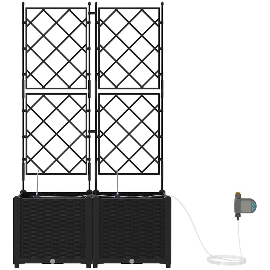 Trädgårdsplanterare med Vattningssystem 2 st Svart vidaXL 80 x 40 x 142 cm – bild 6