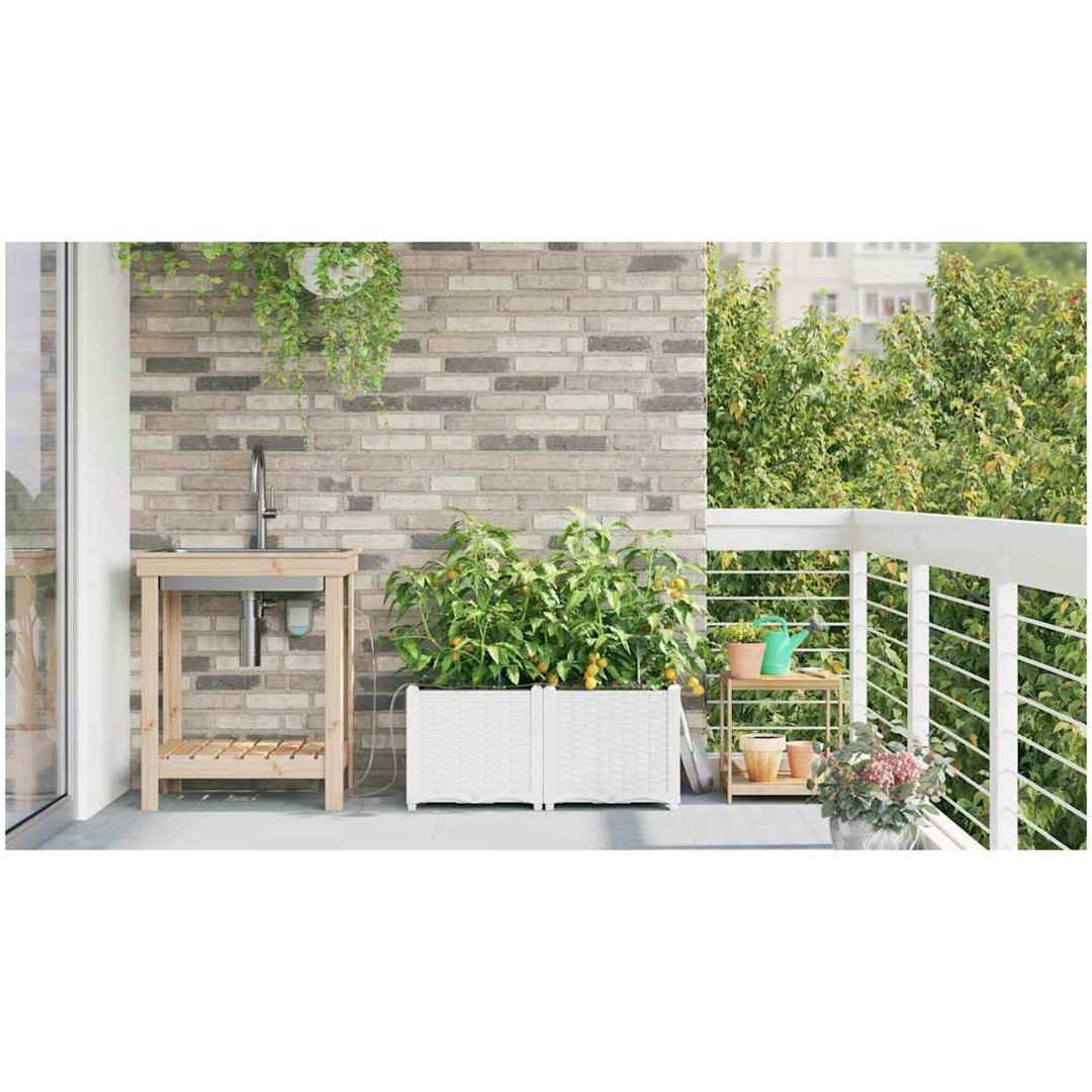 Trädgårdsplanterare med vattningssystem 2 st Vita vidaXL 80 x 40 x 37.5 cm – bild 4