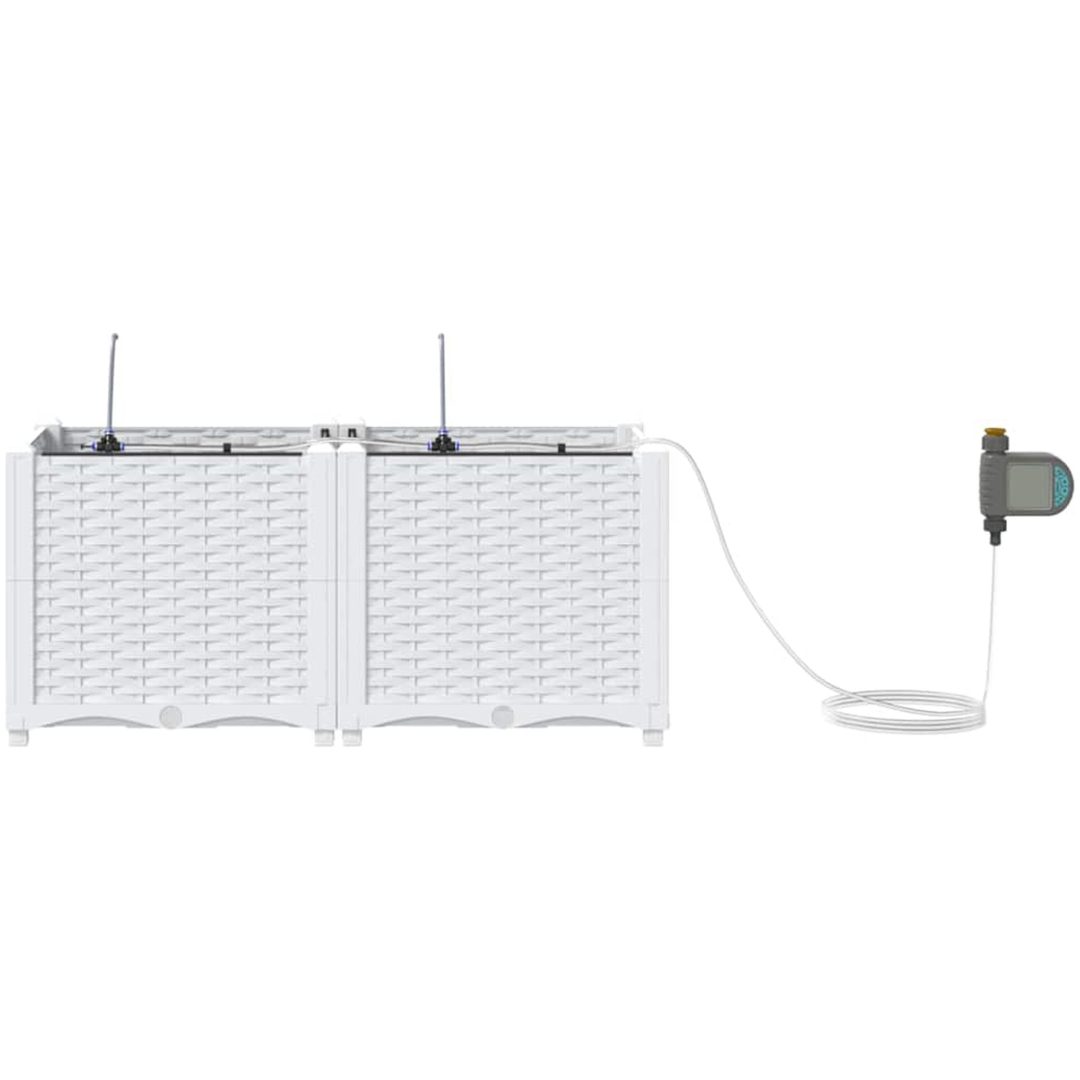 Trädgårdsplanterare med vattningssystem 2 st Vita vidaXL 80 x 40 x 37.5 cm – bild 6