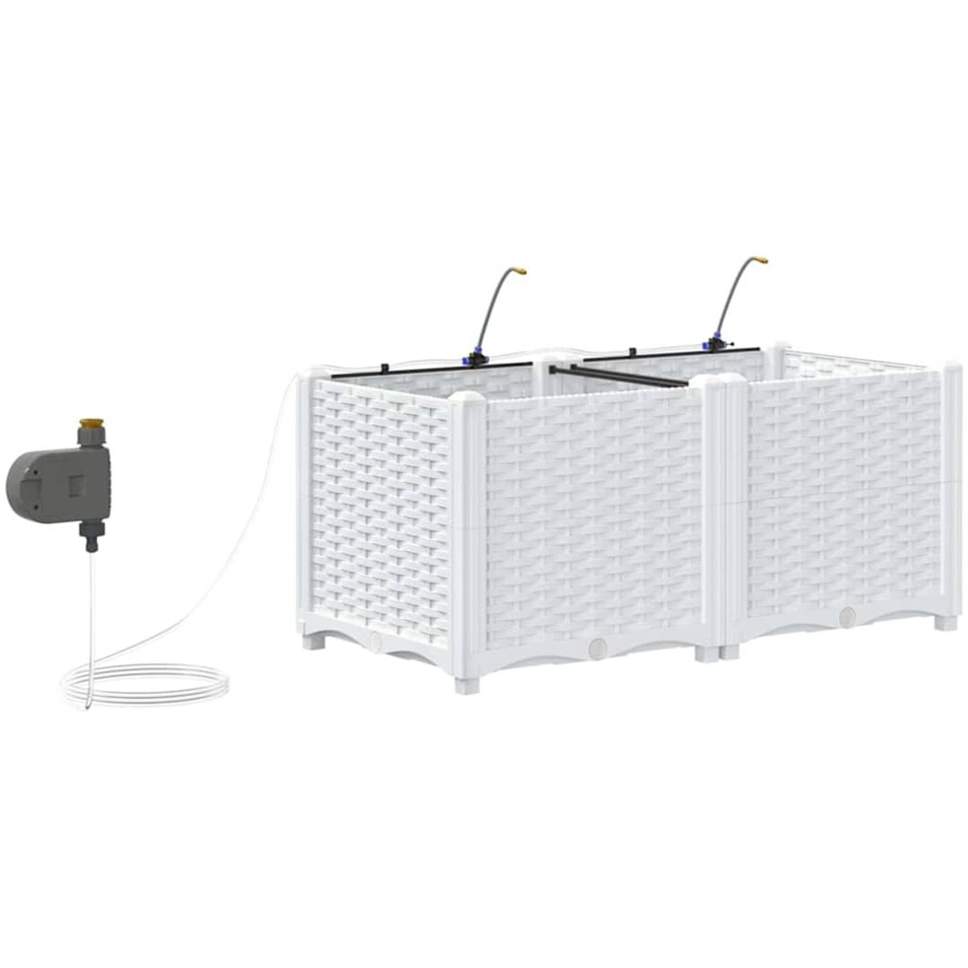 Trädgårdsplanterare med vattningssystem 2 st Vita vidaXL 80 x 40 x 37.5 cm – bild 8
