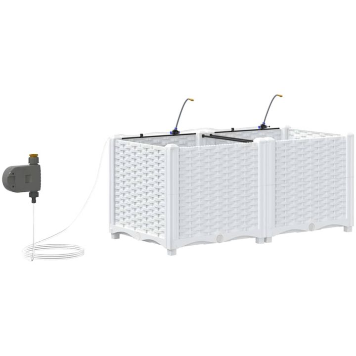 Trädgårdsplanterare med vattningssystem 2 st Vita vidaXL 80 x 40 x 37.5 cm – bild 8