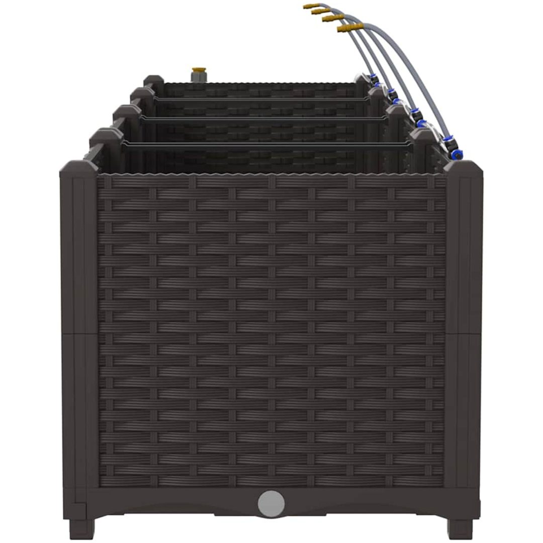 Trädgårdsplanterare med Vattningssystem 3 st Brun vidaXL 120 x 40 x 37.5 cm – bild 7