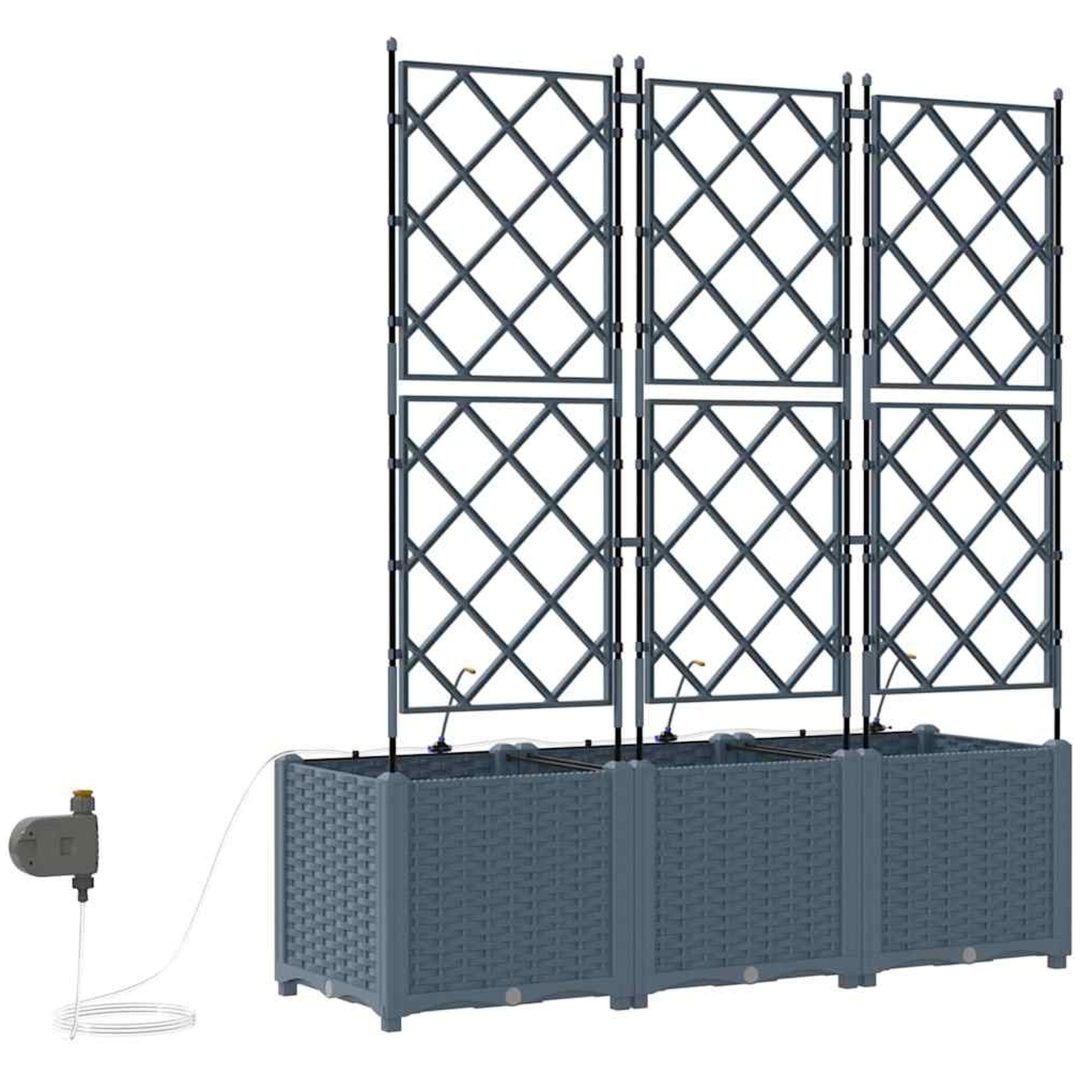 Trädgårdsplanterare med Vattningssystem 3 st Ljusgrå vidaXL 120 x 40 x 142 cm – bild 8