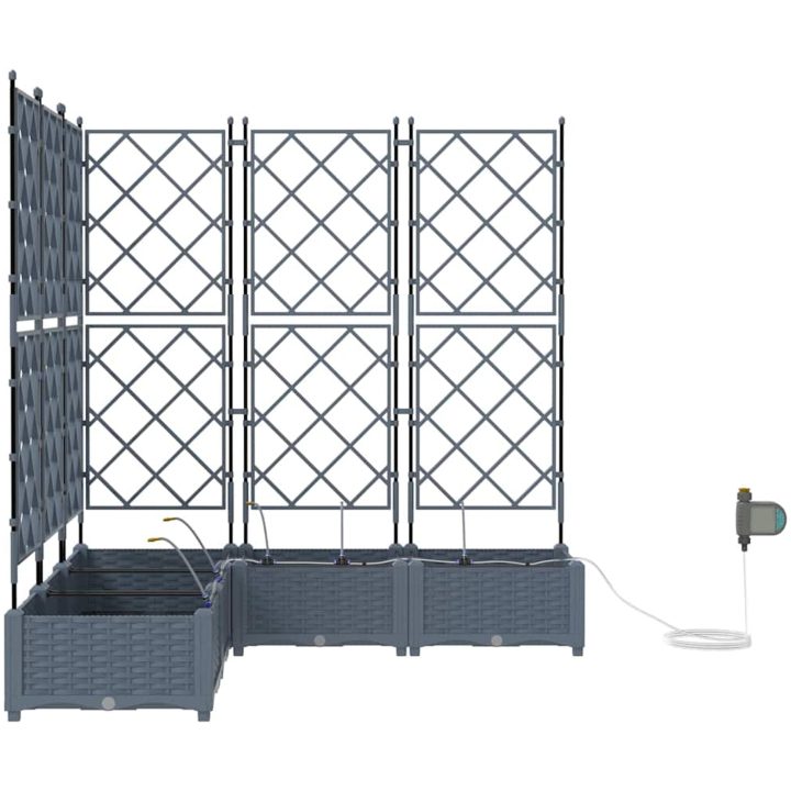 Trädgårdsplanterare med Vattningssystem 5 st Ljusgrå vidaXL 120 x 120 x 126 cm – bild 6