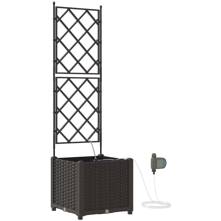 Trädgårdsplanterare med Vattningssystem Brun vidaXL 40 x 40 x 142 cm – bild 2