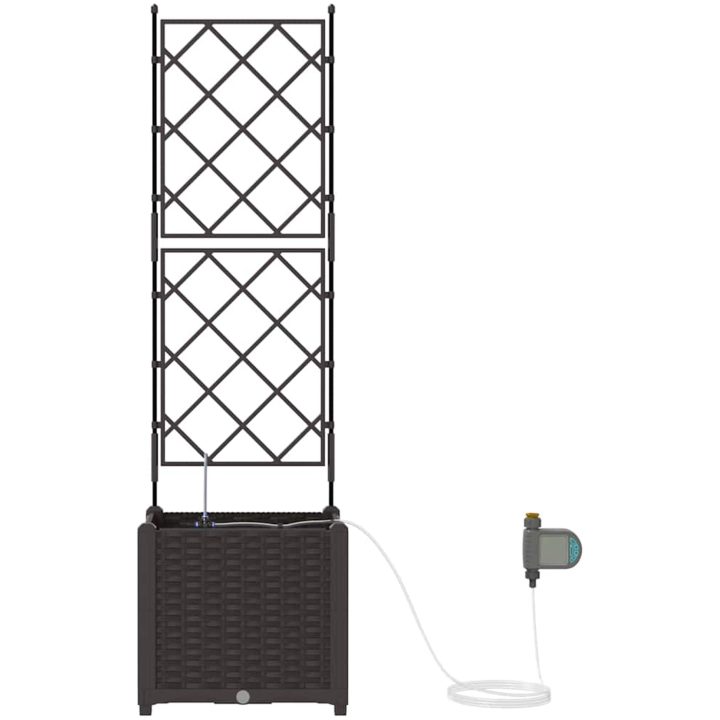 Trädgårdsplanterare med Vattningssystem Brun vidaXL 40 x 40 x 142 cm – bild 6