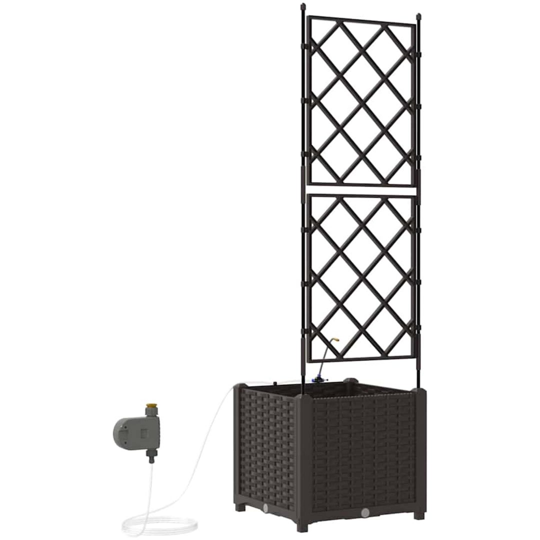 Trädgårdsplanterare med Vattningssystem Brun vidaXL 40 x 40 x 142 cm – bild 8