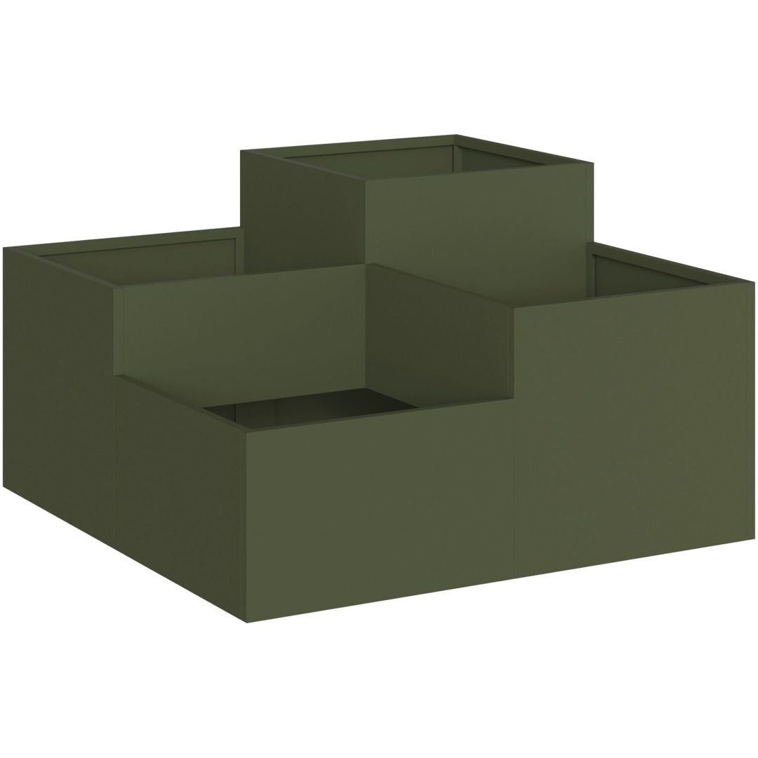 Trädgårdsplanterare Olivgrön Stål vidaXL 80 x 80 x 48 cm – bild 2