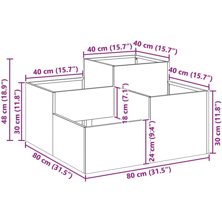 Trädgårdsplanterare Olivgrön Stål vidaXL 80 x 80 x 48 cm – bild 11