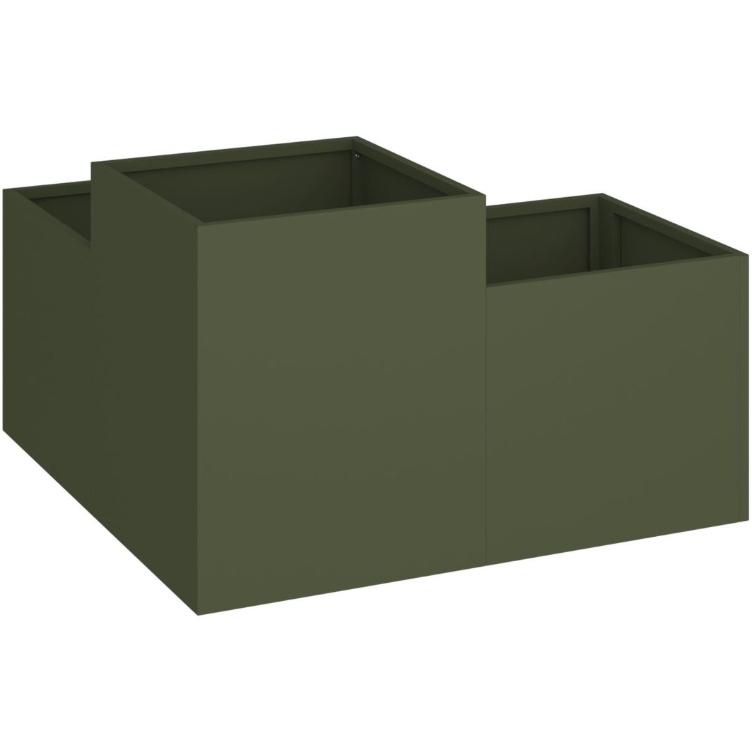 Trädgårdsplanterare Olivgrön Stål vidaXL 80 x 80 x 48 cm – bild 5