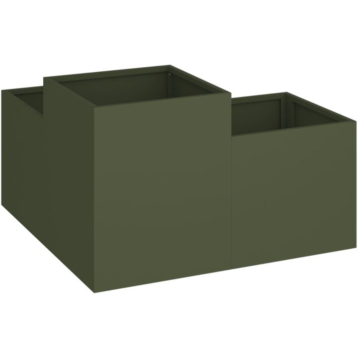 Trädgårdsplanterare Olivgrön Stål vidaXL 80 x 80 x 48 cm – bild 5