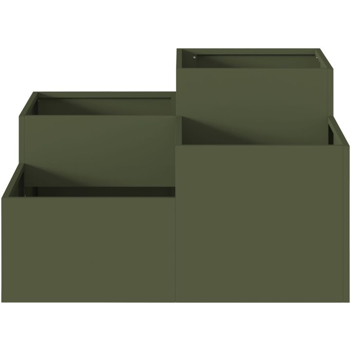 Trädgårdsplanterare Olivgrön Stål vidaXL 80 x 80 x 48 cm – bild 6