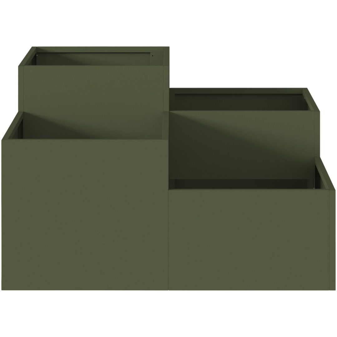 Trädgårdsplanterare Olivgrön Stål vidaXL 80 x 80 x 48 cm – bild 7