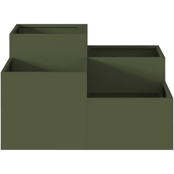 Trädgårdsplanterare Olivgrön Stål vidaXL 80 x 80 x 48 cm – bild 7