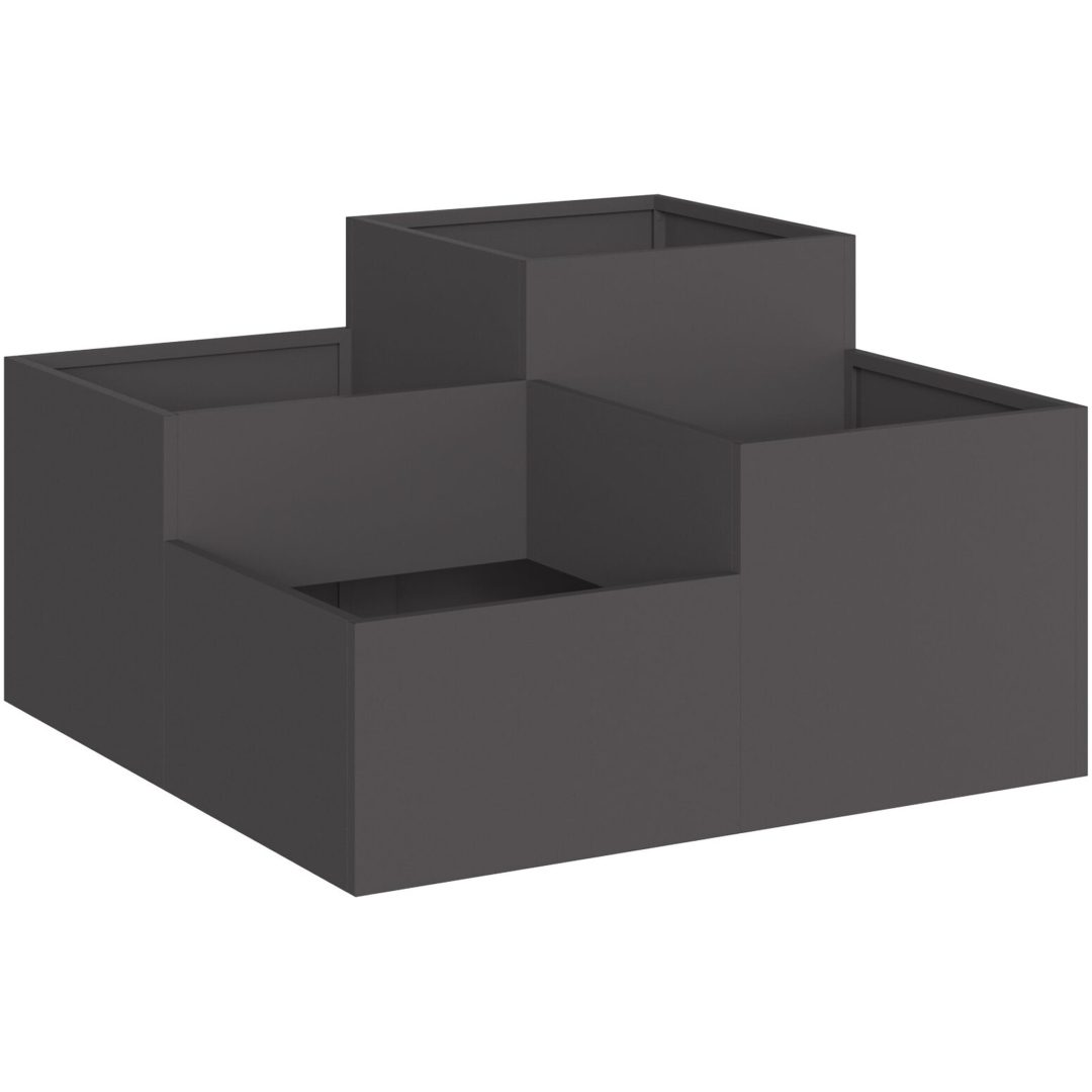 Trädgårdsplanterare Svart Stål vidaXL 80 x 80 x 48 cm – bild 2