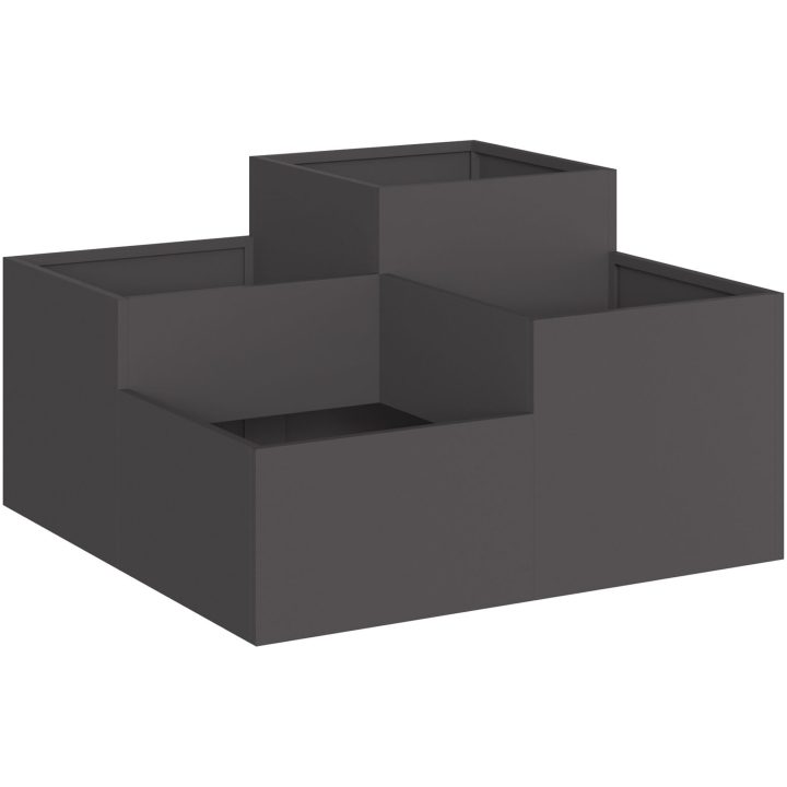Trädgårdsplanterare Svart Stål vidaXL 80 x 80 x 48 cm – bild 2
