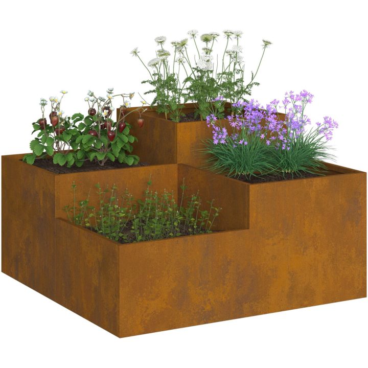Trädgårdsplanterare Väderbeständig Stål vidaXL 80 x 80 x 48 cm – bild 3