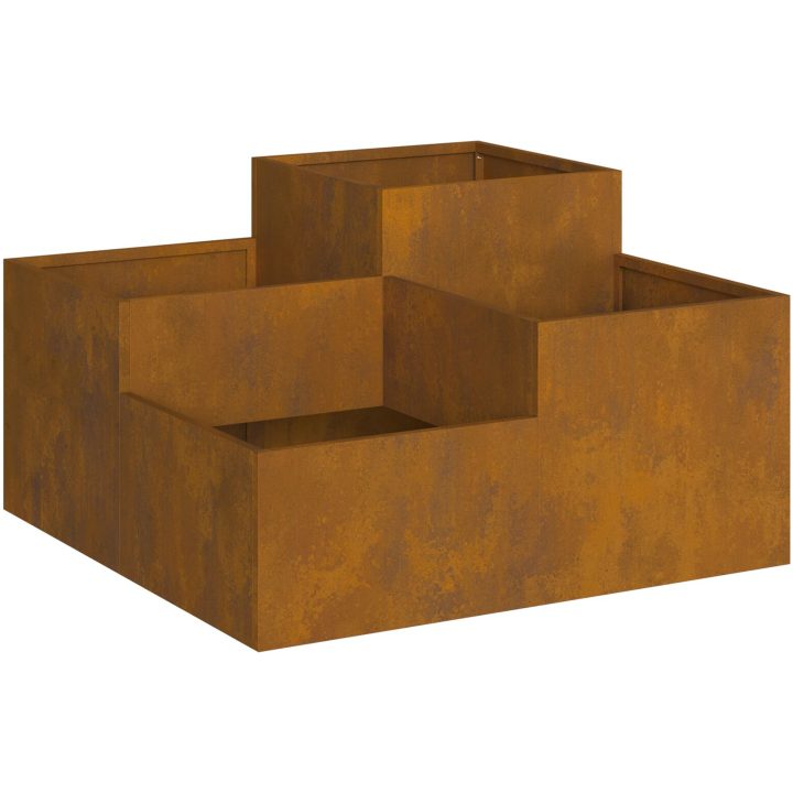 Trädgårdsplanterare Väderbeständig Stål vidaXL 80 x 80 x 48 cm – bild 5