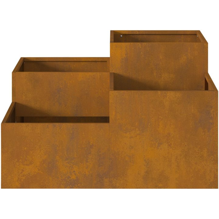 Trädgårdsplanterare Väderbeständig Stål vidaXL 80 x 80 x 48 cm – bild 6