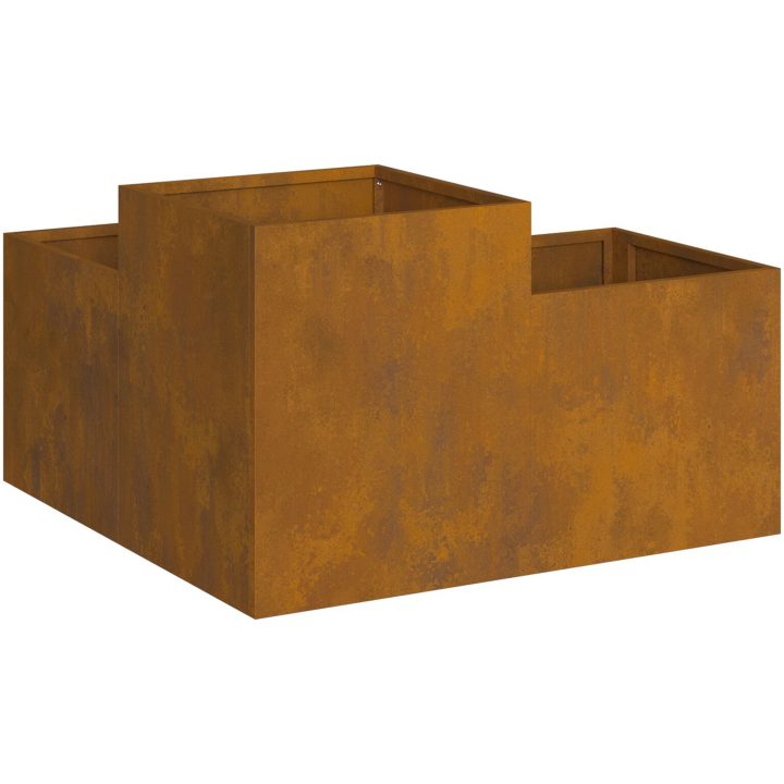 Trädgårdsplanterare Väderbeständigt Stål vidaXL 100 x 100 x 48 cm – bild 6