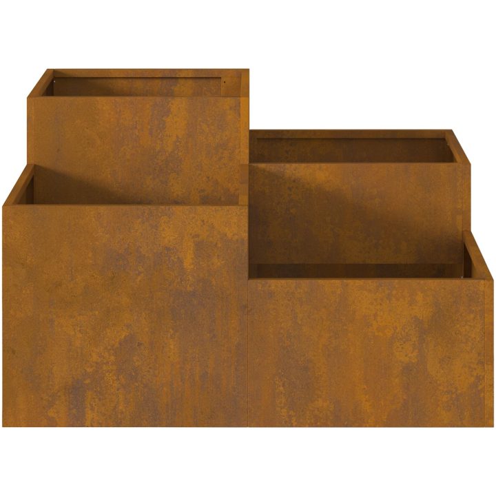 Trädgårdsplanterare Väderbeständigt Stål vidaXL 100 x 100 x 48 cm – bild 7