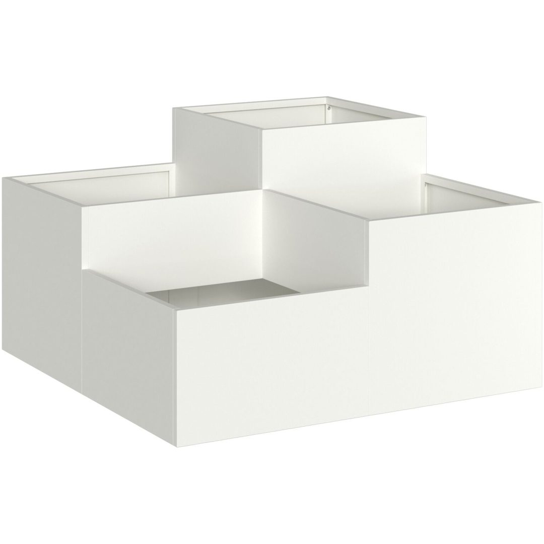 Trädgårdsplanterare Vit Stål vidaXL 100 x 100 x 48 cm – bild 2