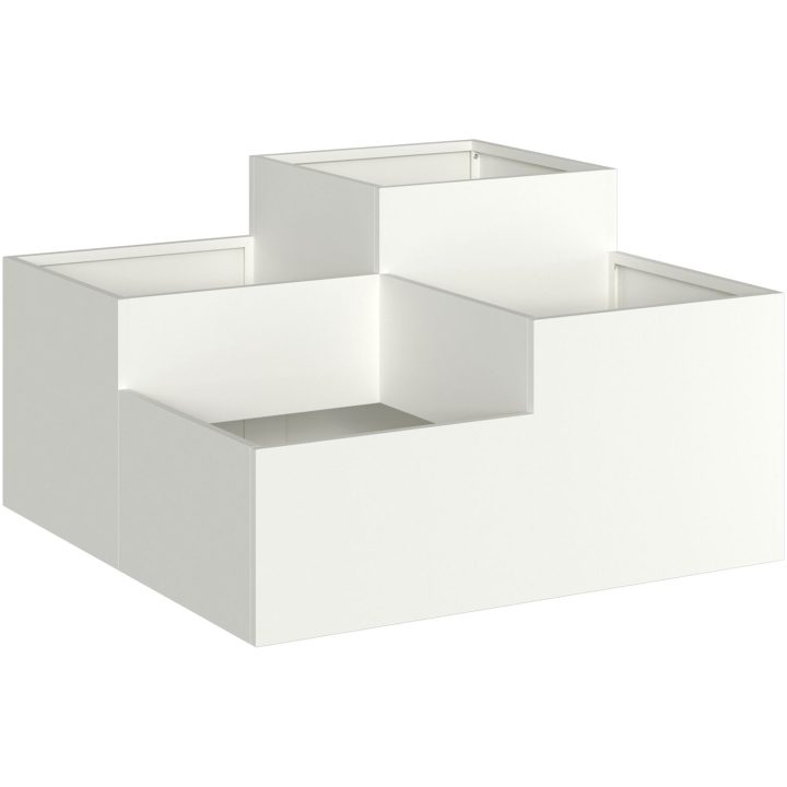 Trädgårdsplanterare Vit Stål vidaXL 100 x 100 x 48 cm – bild 2