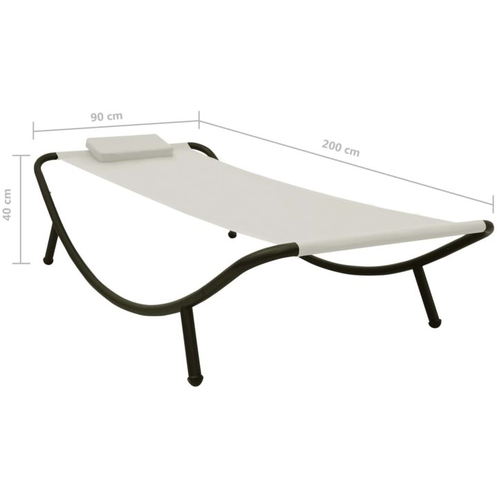 Trädgårdssäng gräddvit stål vidaXL 200 x 90 cm – bild 7