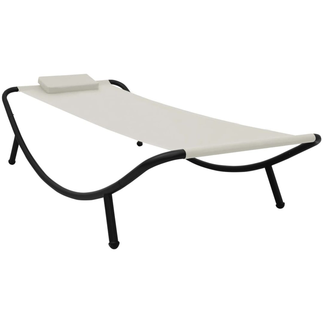 Trädgårdssäng gräddvit stål vidaXL 200 x 90 cm