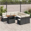 Trädgårdssått 9 pcs Svart och kräm Rattan och Aluminium vidaXL Stor – miniatyr 3