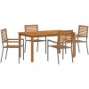 Trädgårdsserveringsset 5 pcs Grå Metall, trä vidaXL 150 x 90 x 74 cm – miniatyr 2