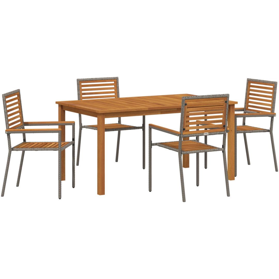 Trädgårdsserveringsset 5 pcs Grå Metall, trä vidaXL 150 x 90 x 74 cm – bild 2