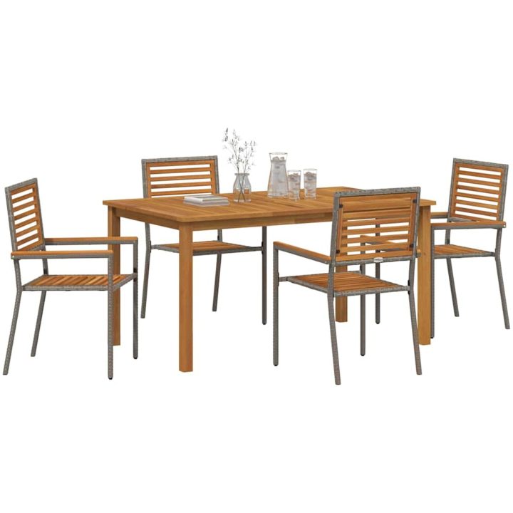 Trädgårdsserveringsset 5 pcs Grå Metall, trä vidaXL 150 x 90 x 74 cm – bild 3