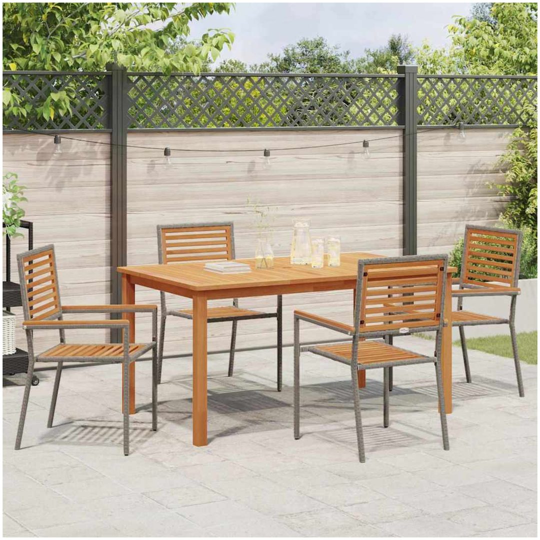 Trädgårdsserveringsset 5 pcs Grå Metall, trä vidaXL 150 x 90 x 74 cm – bild 4