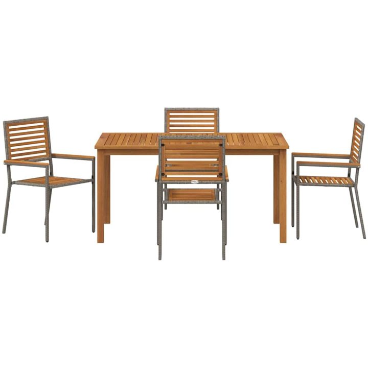 Trädgårdsserveringsset 5 pcs Grå Metall, trä vidaXL 150 x 90 x 74 cm – bild 7