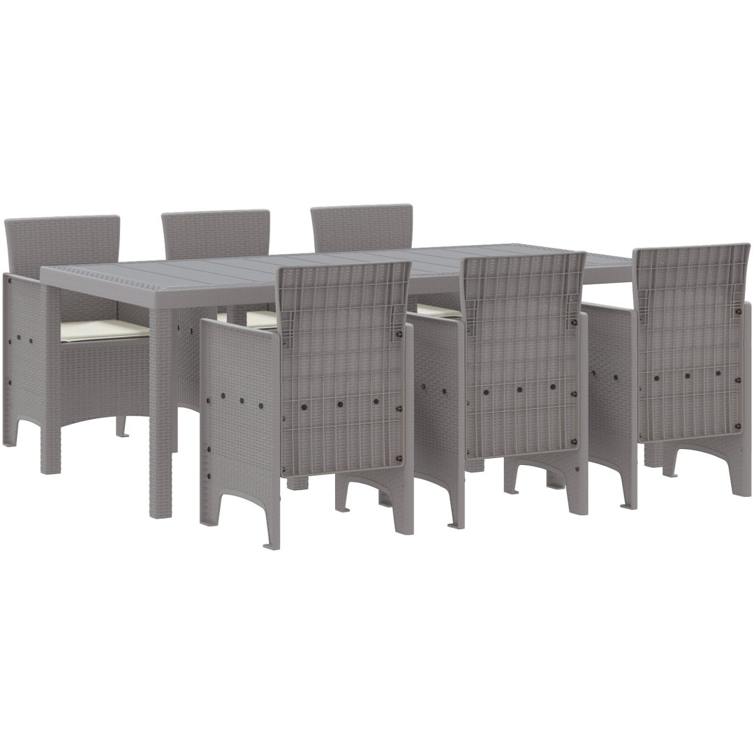 Trädgårdsservis 7 pcs Ljusgrå Plast vidaXL 200 x 100 x 73 cm – bild 2