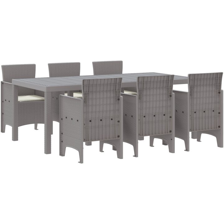 Trädgårdsservis 7 pcs Ljusgrå Plast vidaXL 200 x 100 x 73 cm – bild 2