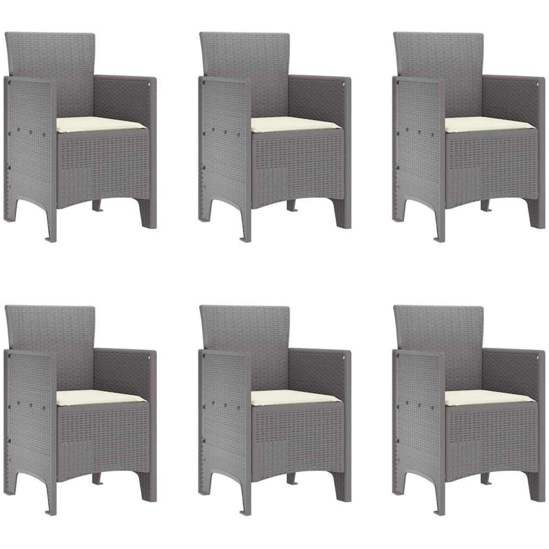 Trädgårdsservis 7 pcs Ljusgrå Plast vidaXL 200 x 100 x 73 cm – bild 5