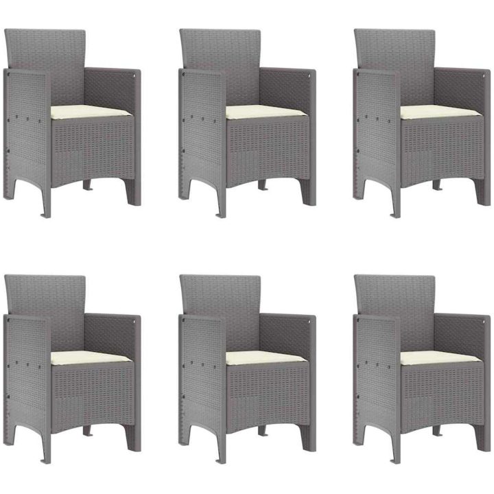 Trädgårdsservis 7 pcs Ljusgrå Plast vidaXL 200 x 100 x 73 cm – bild 5