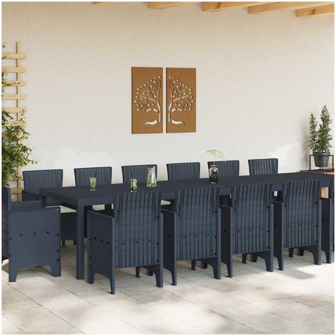 Trädgårdsservis med dynor 15 pcs Antracit vidaXL Large – bild 3