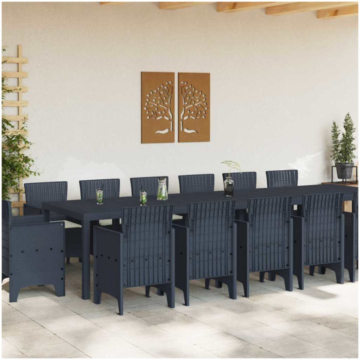 Trädgårdsservis med dynor 15 pcs Antracit vidaXL Large – bild 3