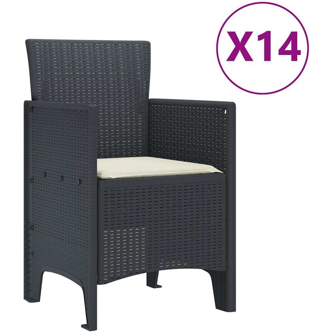 Trädgårdsservis med dynor 15 pcs Antracit vidaXL Large – bild 5