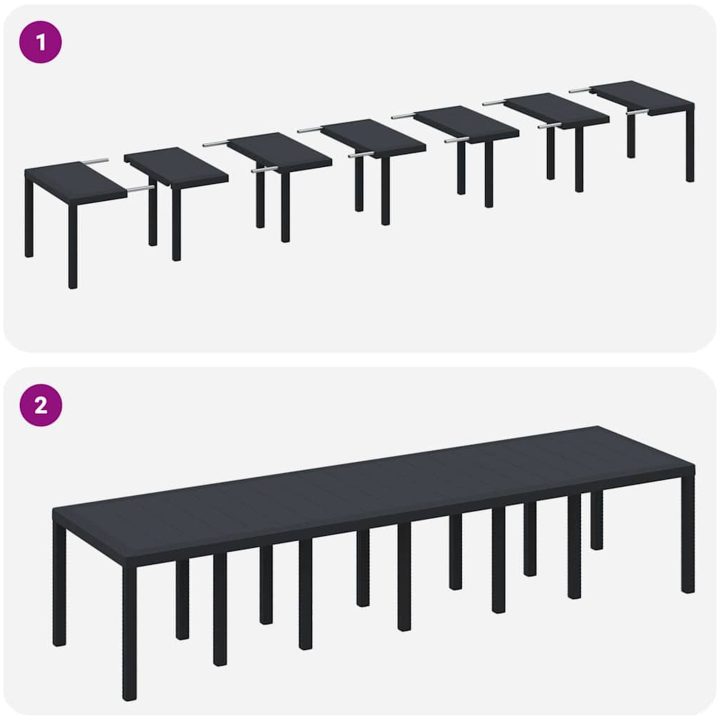 Trädgårdsservis med dynor 15 pcs Antracit vidaXL Large – bild 9