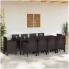 Trädgårdsset 11 pcs Brun Rotting vidaXL 250 x 100 x 73 cm – miniatyr 3