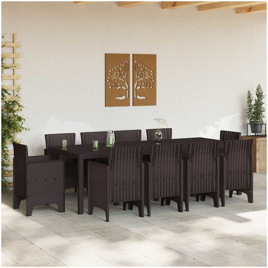 Trädgårdsset 11 pcs Brun Rotting vidaXL 250 x 100 x 73 cm – bild 3